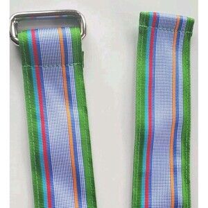 Lands' End women's multicolored ribbon cloth belt size M D ring Striped 37"